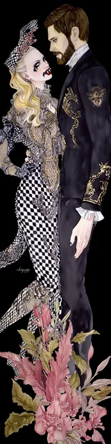 Free vampire bookmark featuring a standing vampire couple